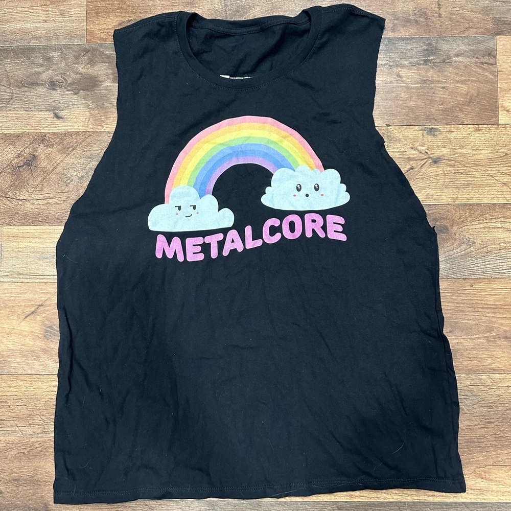 Metalcore Black Tank Top with Rainbow Graphic